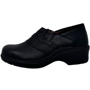 Ariat Safety Clog Steel Toe Oil Resist Slip On Women Leather Shoes Black Sz 11B